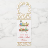 Étiquettes Pour Bouteilles Panier de champagne de Noël en aquarelle (Devant)