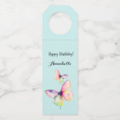 Étiquettes Pour Bouteilles Papillon rose délicat dans des couleurs pastel de (Devant)