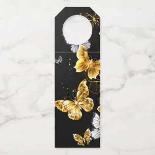 Étiquettes Pour Bouteilles Papillons dorés et blancs