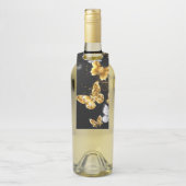 Étiquettes Pour Bouteilles Papillons dorés et blancs (Sur bouteille)