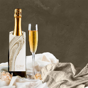 Étiquettes Pour Bouteilles Parties scintillant Abstraite Strata Mariage Ivory