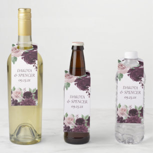 Étiquettes Pour Bouteilles Passions changeantes   Rose à vin violet dramatiqu