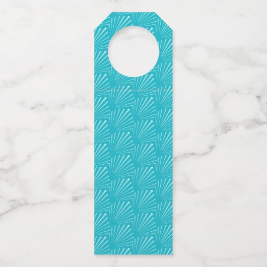Étiquettes Pour Bouteilles Pastel Blue Seashell Silhouette Diagonal Lines Art (Devant)
