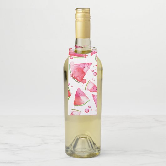 Étiquettes Pour Bouteilles Pastèque à l'aquarelle 1 (Sur bouteille)