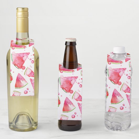 Étiquettes Pour Bouteilles Pastèque à l'aquarelle 1 (En situation)
