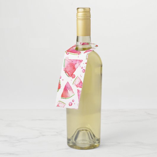 Étiquettes Pour Bouteilles Pastèque à l'aquarelle 1 (Incliné)