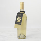 Étiquettes Pour Bouteilles Patte de chien brillante dorée sur fond noir (Incliné)