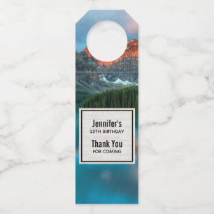 Étiquettes Pour Bouteilles Paysage de montagne et de lac pittoresque
