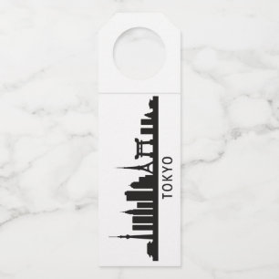 Étiquettes Pour Bouteilles Paysage urbain du Japon   Silhouette de la skyline