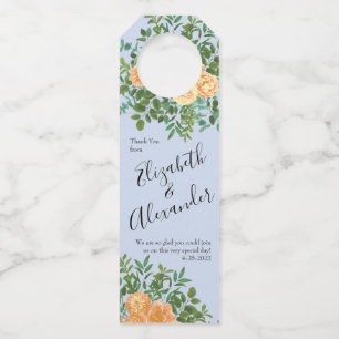 Étiquettes Pour Bouteilles Pêcher bleu clair Mariage Roses Floral