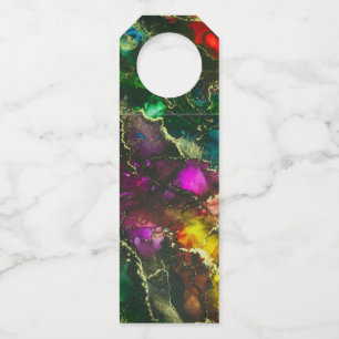 Étiquettes Pour Bouteilles Peinture Abstraite à l'Encre Alcoolique Psychedéli