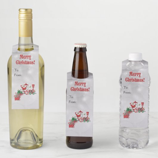 Étiquettes Pour Bouteilles Père Noël Riding Christmas Pepperment Candy Train (En situation)