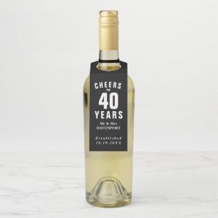 Étiquettes Pour Bouteilles Personnalisé 40e anniversaire mariage soirée éléga