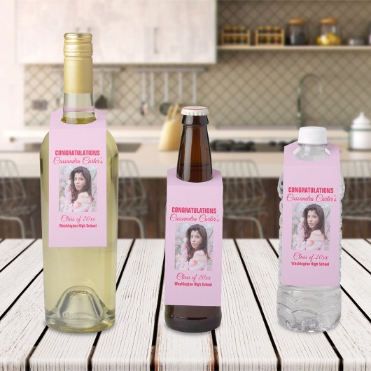 Étiquettes Pour Bouteilles Photo de diplômé élégant