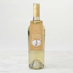 Étiquettes Pour Bouteilles Photo en forme de cœur pour les 50 ans de mariage