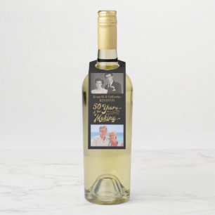 Étiquettes Pour Bouteilles Photos du 50e anniversaire Noir et Or Alors et Mai