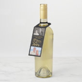 Étiquettes Pour Bouteilles Photos du 50e anniversaire Noir et Or Alors et Mai (Incliné)