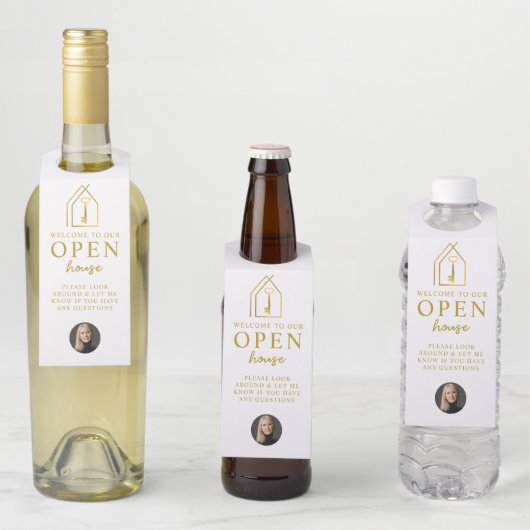 Étiquettes Pour Bouteilles Real Estate Agent Open House Gold Key (En situation)