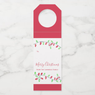 Étiquettes Pour Bouteilles Red Green String Lights cadeau de Noël