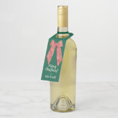 Étiquettes Pour Bouteilles Red Striped Bow Custom Merry Christmas (Incliné)