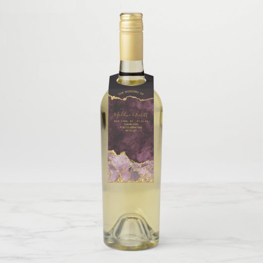 Étiquettes Pour Bouteilles Remerciement de mariage en marbre d'agate de coule (Sur bouteille)