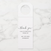 Étiquettes Pour Bouteilles Remerciement de mariage simple script noir et blan (Devant)