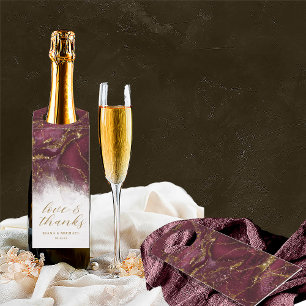 Étiquettes Pour Bouteilles Remerciements de mariage Paillettes de marbre Bour