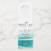 Étiquettes Pour Bouteilles Rencontrez-Nous à La Destination Mariage Teal Save (Devant)