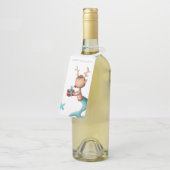 Étiquettes Pour Bouteilles Renne de Noël unique avec queue de sirène (Incliné)