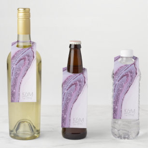 Étiquettes Pour Bouteilles Résumé Strates de paillettes de mariage lilas ID90