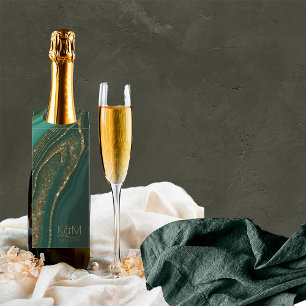 Étiquettes Pour Bouteilles Résumé Strates de paillettes de mariage vert2 ID90