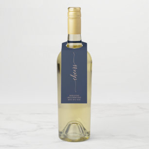 Étiquettes Pour Bouteilles Rose Gold & Navy Élégant lettrage Fête Cheers