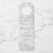 Étiquettes Pour Bouteilles Roses bleu pâle et blanc étonnantes (Devant)