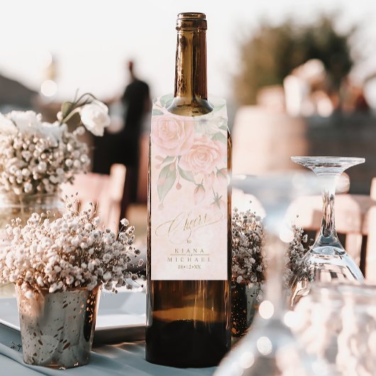 Étiquettes Pour Bouteilles Roses Douce Blush Mariage Santé ID828
