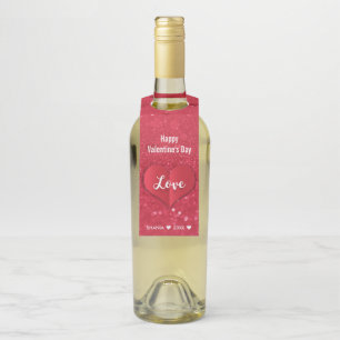 Étiquettes Pour Bouteilles Saint Valentin Amour Coeur Parties scintillant rou