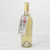 Étiquettes Pour Bouteilles Saint Valentin Coeurs rouges Moderne Rustique Bois (Incliné)