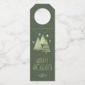 Étiquettes Pour Bouteilles Sapins de Noël et flocons de neige vert ID863 (Devant)