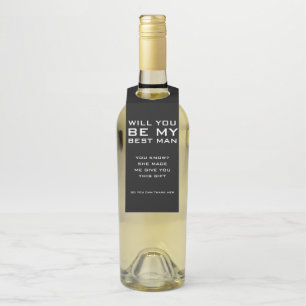 Étiquettes Pour Bouteilles Serez-Vous Mon Témoin Noir Blanc minimal Chic