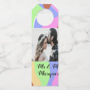Étiquettes Pour Bouteilles simple minimal add your name photo pink blue green