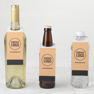 Étiquettes Pour Bouteilles Site Web du logo de la société moderne White Peach