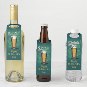 Étiquettes Pour Bouteilles Slàinte ! Saint Patrick's Day Pint of Beer on Gree