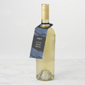 Étiquettes Pour Bouteilles Soirée de mariage en or bleu élégant (Incliné)