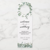 Étiquettes Pour Bouteilles Soirée de mariage simple Eucalyptus Green (Devant)