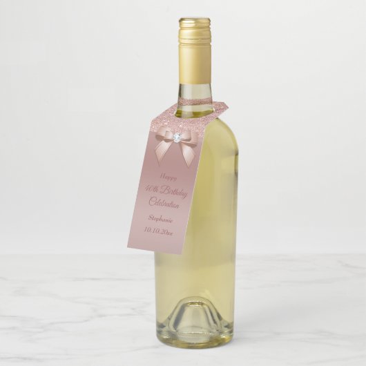 Étiquettes Pour Bouteilles Sparkles & Glamor, Rose d'anniversaire Gold (Incliné)