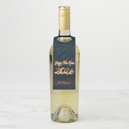 Étiquettes Pour Bouteilles Sparkling Happy New Year Fireworks 2026 (Sur bouteille)