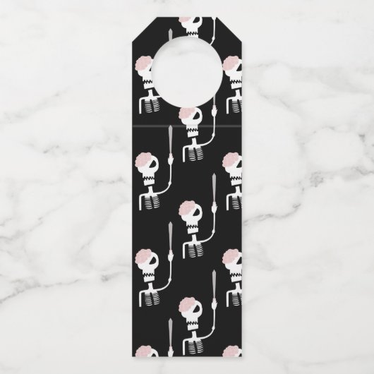 Étiquettes Pour Bouteilles squelette d'Halloween avec une épée  (Devant)