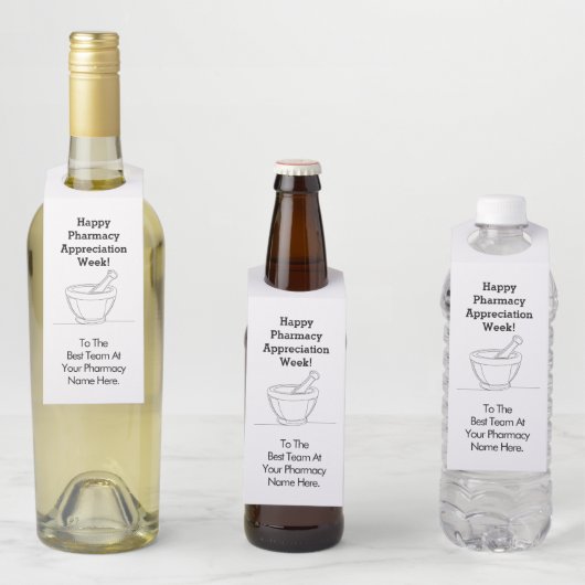 Étiquettes Pour Bouteilles Tag de la semaine d'appréciation de la pharmacie (En situation)