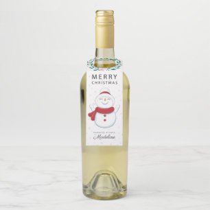 Étiquettes Pour Bouteilles Tag du cintre de la bouteille de vacances Snowman