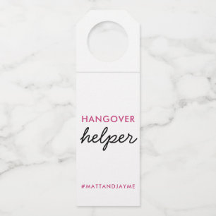 Étiquettes Pour Bouteilles Tag w Hashtag Mariage noir rose Hangover Helper