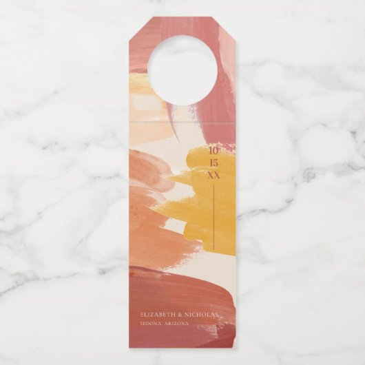 Étiquettes Pour Bouteilles Terracotta Sunrise | Mariage Monogramme (Devant)